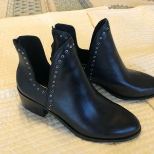 Black leather booties